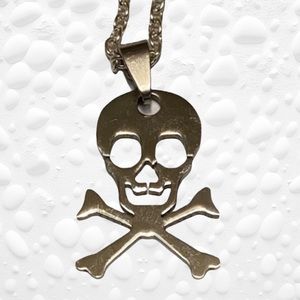New Skull Necklace Jolly Roger Pendant Chain Halloween Handmade Hot Topic